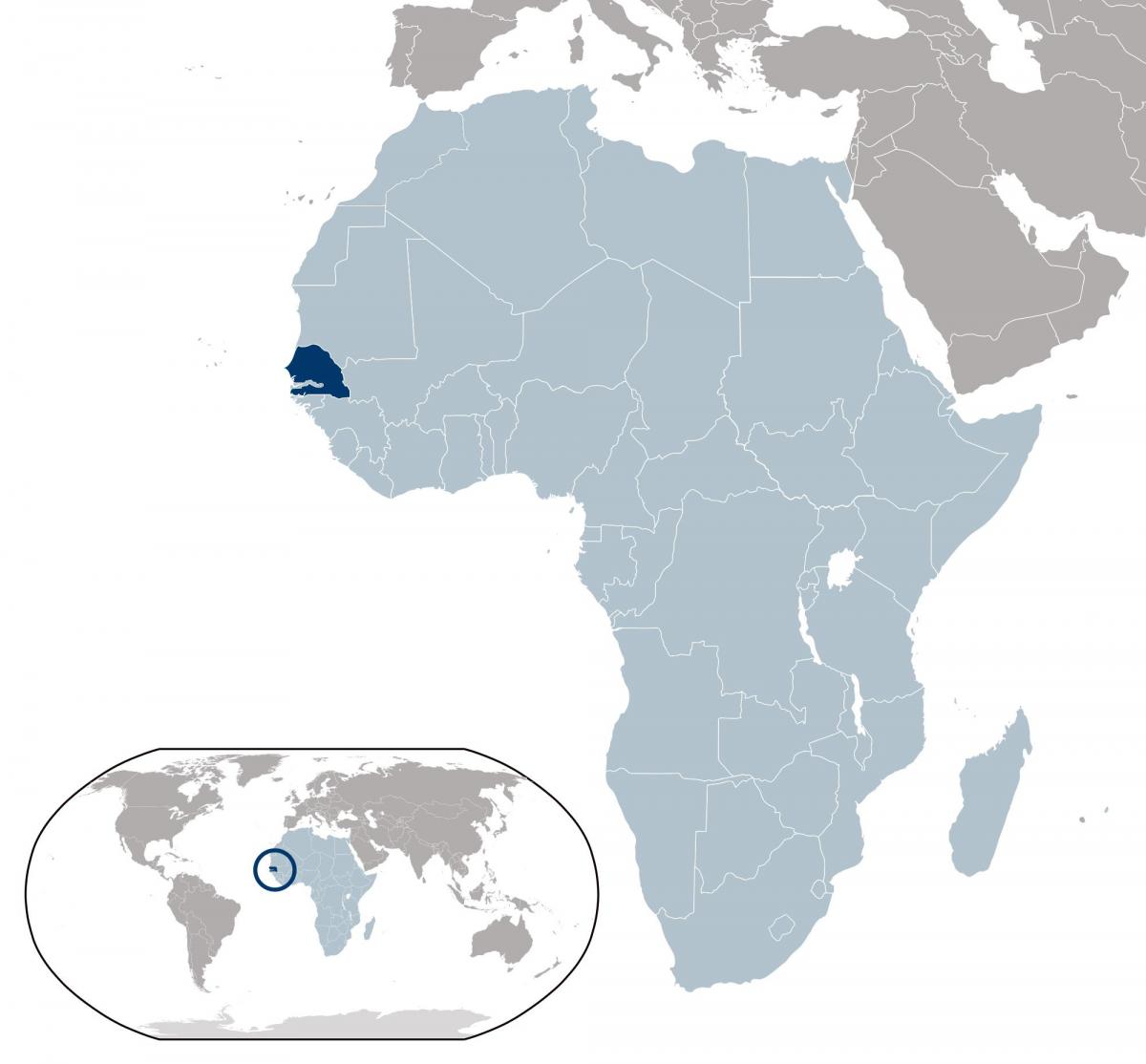 žemėlapis Senegalas vietą pasaulyje