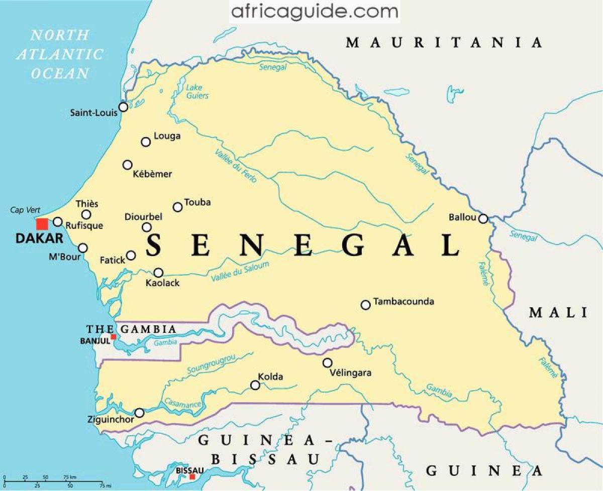 Senegalo upės afrikos žemėlapis