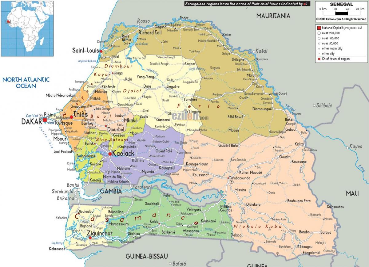 Senegalas šalies pasaulio žemėlapyje
