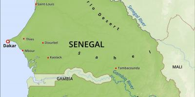 Žemėlapis fizinis žemėlapis Senegalas
