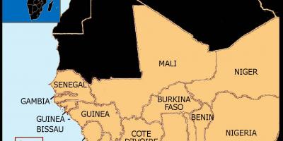 Žemėlapis Senegalo vakarų afrikos žemėlapis